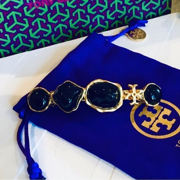 TORY BURCH KIRA 18 K GOLD PLATED BARRETTE HAIR ACCESSORIES - Picture 5 of 7